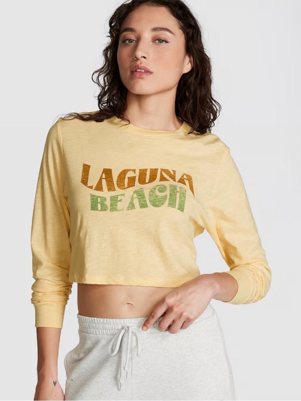 Pink Laguna Beach Cropped Long-Sleeve Tee size XXL